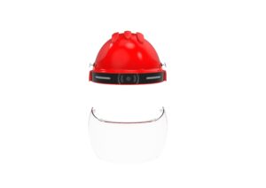 G808 smart safety helmet (red) front view with protective visor