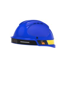 G808 smart safety helmet (blue) right side view showing control panel area