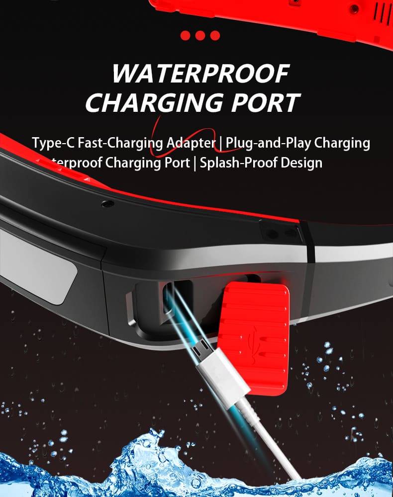Waterproof Type-C charging port design for outdoor and harsh environments — G901 helmet-mounted recorder (retrofit)